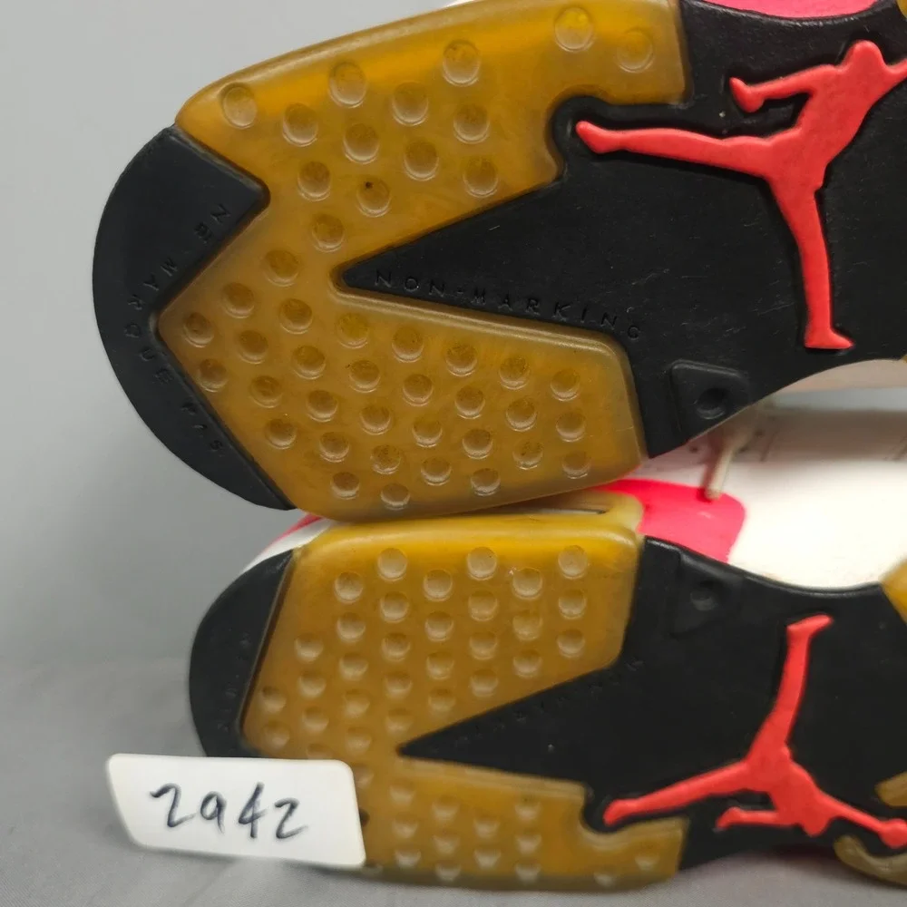 Nike Air Jordan 6 Shoes Boy 6.5y  White Infrared Retro Leather Lace Up - Picture 15 of 16